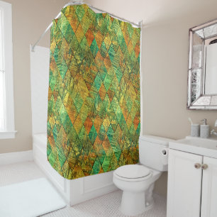 Modern Decorative Geometric Stained Glass Shower Curtain