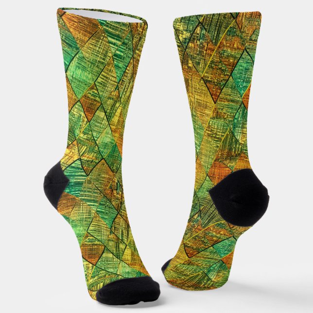 Modern Decorative Geometric Stained Glass Socks (Angled)