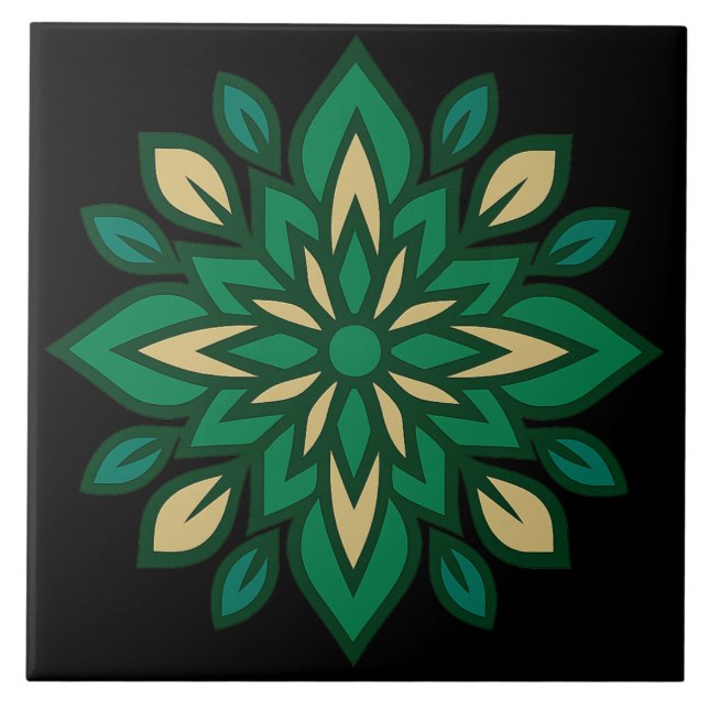 Modern Decorative Green Accent Ceramic Tile (Front)