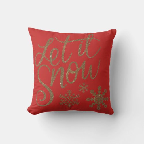 Modern Decorative Let it Snow Crystal Snowflake Throw Pillow