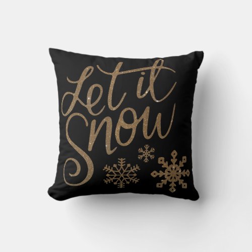 Modern Decorative Let it Snow Crystal Snowflake Throw Pillow