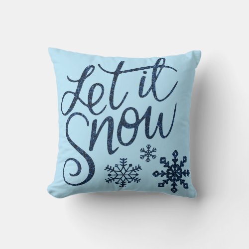 Modern Decorative Let it Snow Crystal Snowflake Throw Pillow