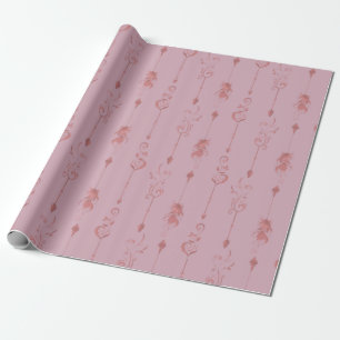 Modern Decorative Pink Tribal Feathers Birthday Wrapping Paper
