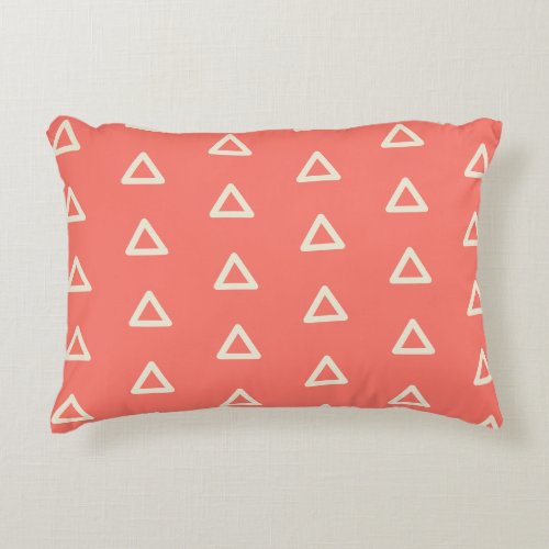 Modern Decorative Triangle Pattern Chic Coral Accent Pillow