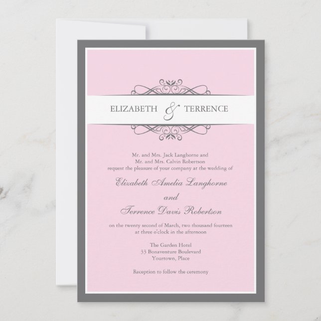 Modern Decorative Two Wedding Invitation (Front)