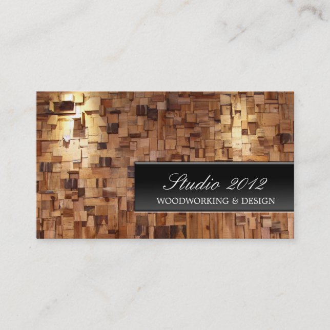 Modern Decorative Woodworking Studio Business Card (Front)