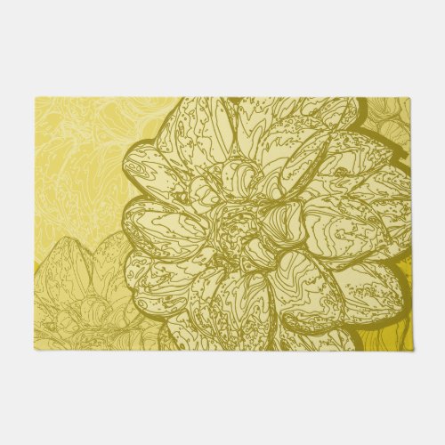 Modern Decorative Yellow Floral Design Doormat