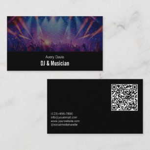 Modern Deejay Music DJ Party Music Djing QR Code Business Card