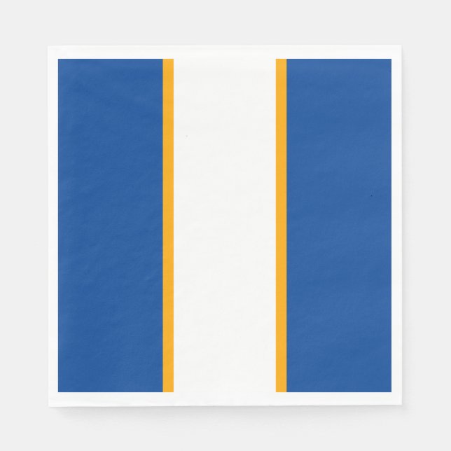 Modern Deep Blue White Orange Racing Stripes Napkins (Front)