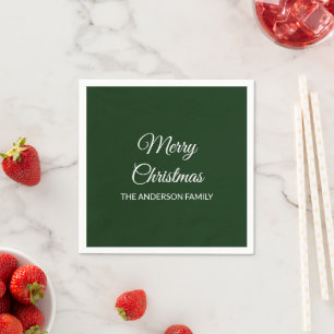 Modern deep dark green solid Christmas holiday Napkins