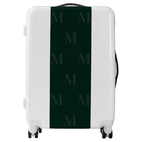 Modern Deep Forest Green Minimalist Monogram Luggage