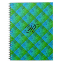 MODERN DEEP GREEN BLUE CUTE Spiral Photo  Notebook