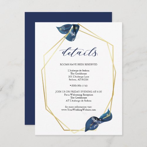 Modern Deep Indigo Blue and Gold Details Invitation