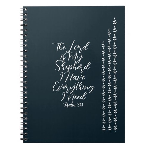 Modern Deep Navy Blue Psalm 231 Christian Notebook