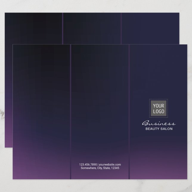 Modern Deep Purple Beauty Salon Spa Tri-Fold (Front/Back)