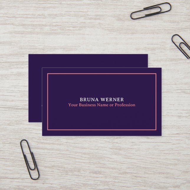 Modern Deep Purple Blush Name Business Card (Front/Back In Situ)