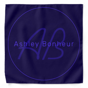 Modern Deep Purple Colors Cool Name & Monogram Bandana