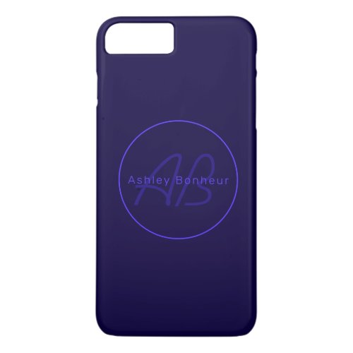 Modern Deep Purple Colors  Cool Name  Monogram iPhone 8 Plus7 Plus Case