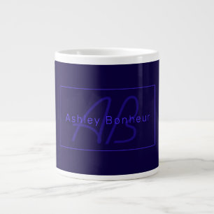 Modern Deep Purple Colors Cool Name & Monogram Giant Coffee Mug