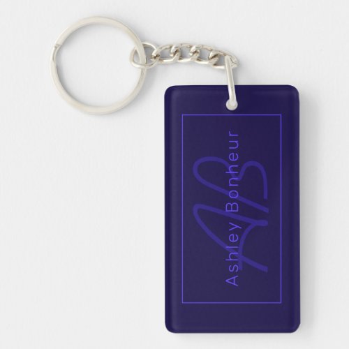 Modern Deep Purple Colors  Cool Name  Monogram Keychain