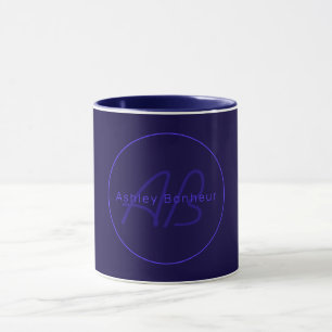 Modern Deep Purple Colors Cool Name & Monogram Mug