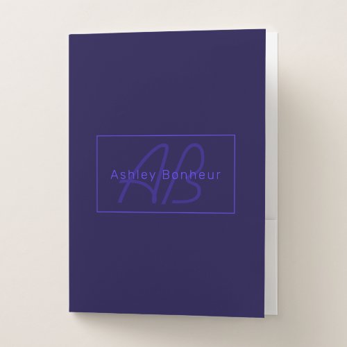 Modern Deep Purple Colors  Cool Name  Monogram Pocket Folder
