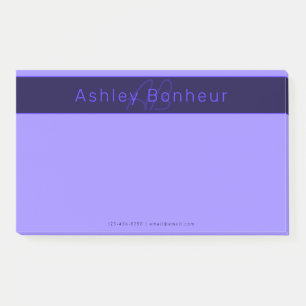 Modern Deep Purple Colors Cool Name & Monogram Post-it Notes