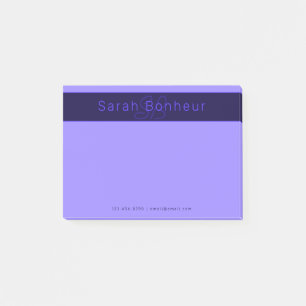 Modern Deep Purple Colors Cool Name & Monogram Post-it Notes