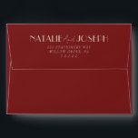 Modern Deep Red Retro Whimsical Fun Wedding Envelope<br><div class="desc">A retro modern hand written bright colorful wedding envelope. Which features bold  bride and groom's names in cream color. And personalized return address.  On deep red color background. Which suits the whole wedding suite.</div>
