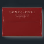 Modern Deep Red Retro Whimsical Fun Wedding Envelope<br><div class="desc">A retro modern hand written bright colorful wedding envelope. Which features bold  bride and groom's names in cream color. And personalized return address.  On deep red color background. Which suits the whole wedding suite.</div>