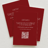 Modern Deep Red Wedding Details Qr Code