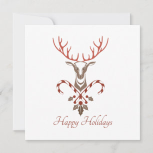 Modern Deer & Candy Canes Christmas Card
