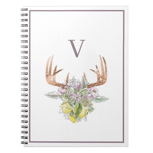 Modern Deer Skull And Floral Pastel Color Notebook