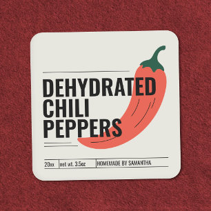 Modern Dehydrated Chili Peppers Label Sticker