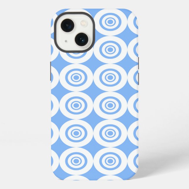 Modern Deisgn Light Blue White Circles Pattern Iphone Case (Back)