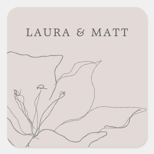 Modern Delicate Blush Pink Floral  Square Sticker (Front)