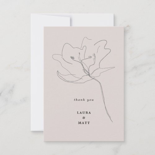Modern Delicate Blush Pink Floral Wedding Thank You Card