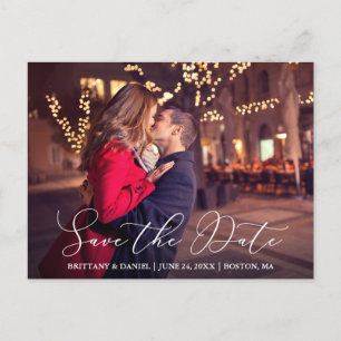 Modern Delicate Calligraphy Save The Date Photo Postcard