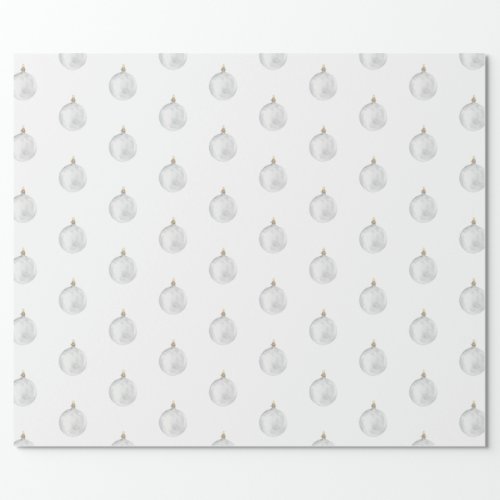 Modern Delicate Pale White Christmas Bulb Gift Wrapping Paper