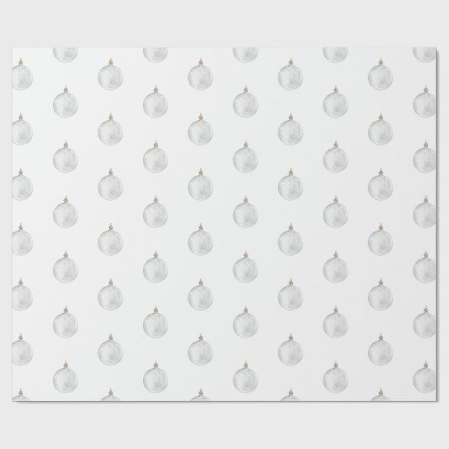 Modern Delicate Pale White Christmas Bulb Gift Wrapping Paper (Flat)