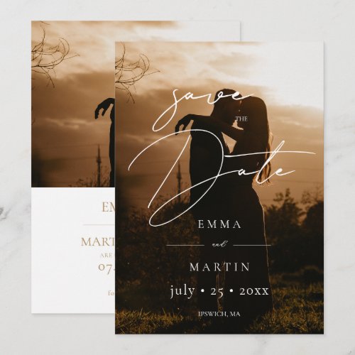 Modern Delicate Script 2 Photo Wedding  Save The Date