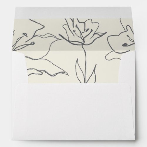 Modern Delicate Soft Eggshell Floral Envelope