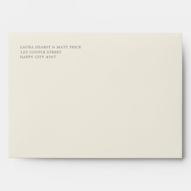 Modern Delicate Soft Eggshell Floral Wedding Envelope (Front)