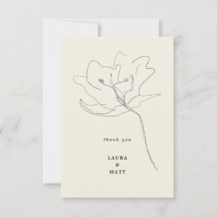 Modern Delicate Soft Eggshell Floral Wedding Thank You Card