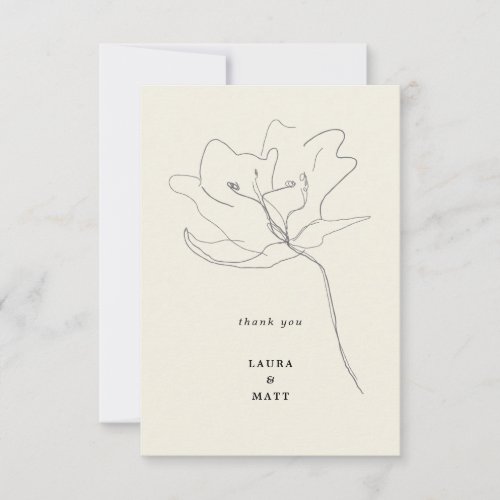 Modern Delicate Soft Eggshell Floral Wedding Thank You Card