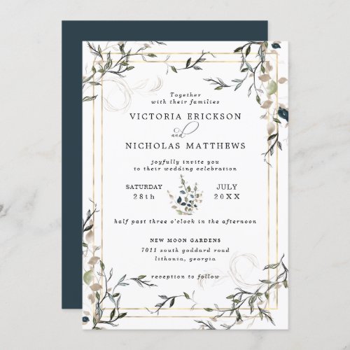Modern Delicate Spring Greenery Wedding Invitation