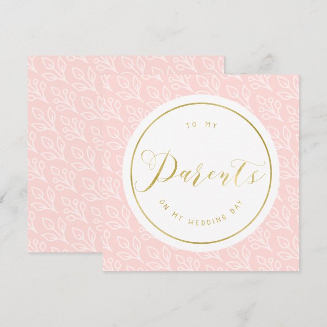 Modern Delicate | "To my parents" wedding day Invitation (Front/Back)