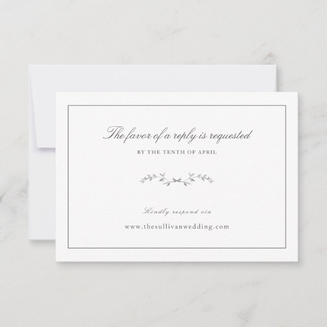 Modern Delicate Wedding Respond Website URL RSVP Card (Front)
