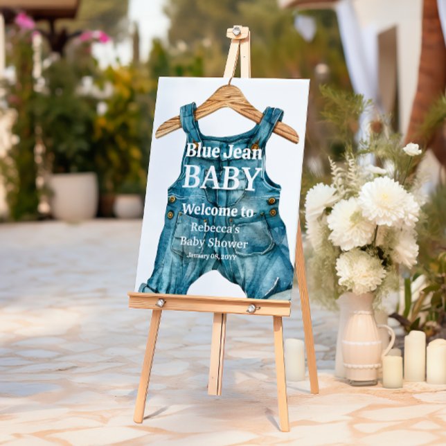 Modern Denim Blue Jean Baby Boy Baby Shower Foam Board (Creator Uploaded)