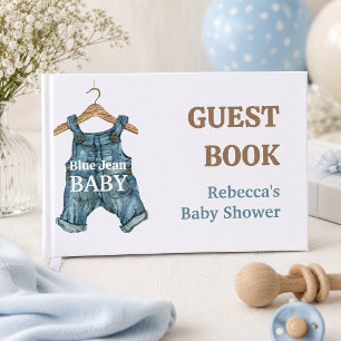 Modern Denim Blue Jean Baby Boy Baby Shower Guest Book